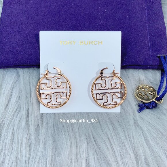 Tory Burch Jewelry - Tory Burch Miller Wire Rope Hoop in Rose Gold Earrings (Brand New)